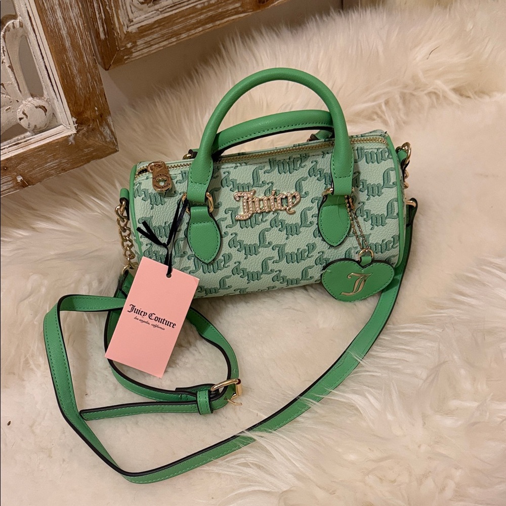 Juicy Couture Mint Green Logo Barrel Crossbody Bag